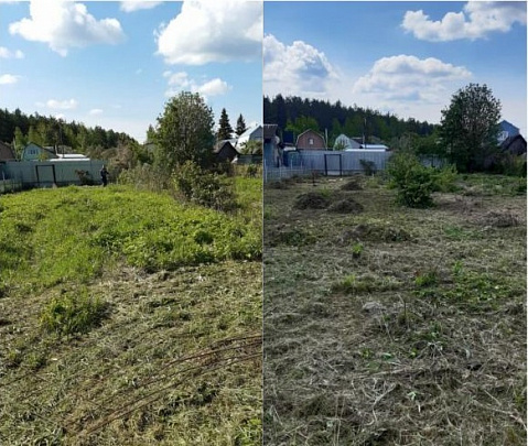 Покос и уборка травы на участке 5 с